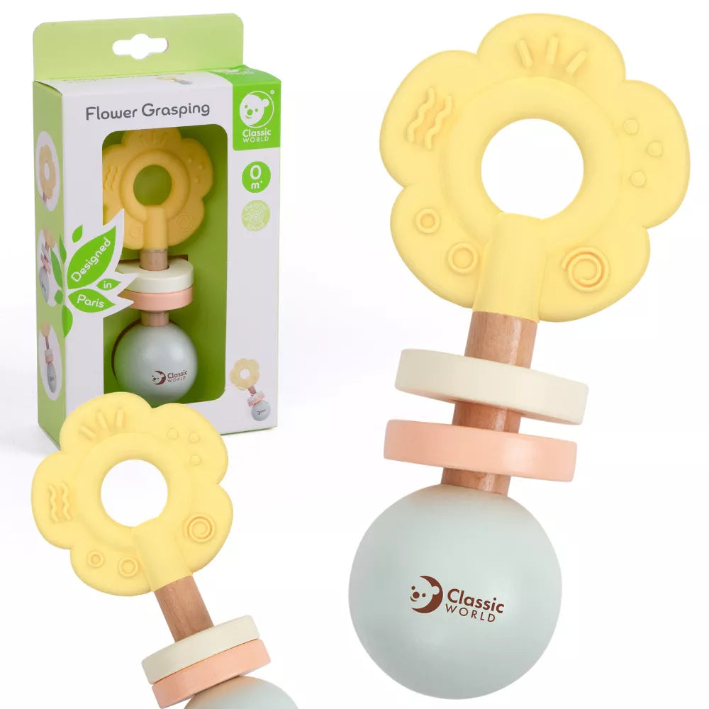 Medinis–silikoninis barškutis „Gėlytė“ (nuo 0+)